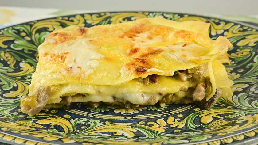 Ricetta Lasagna bianca con funghi e piselli