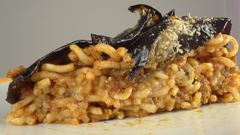 timballo di anelletti e melanzane