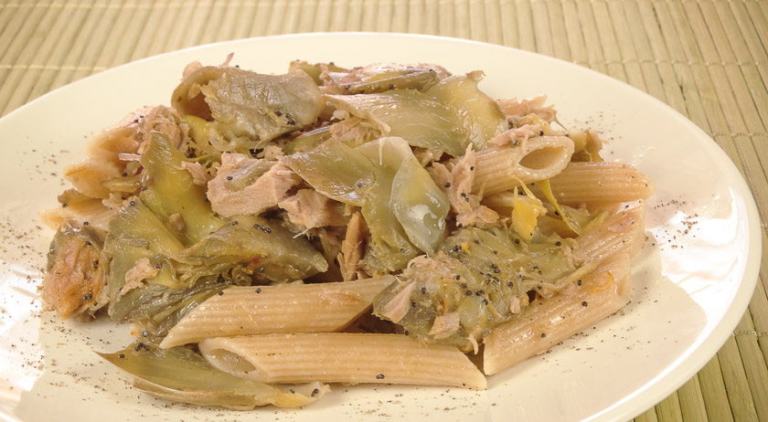 pennette con carciofi e tonno