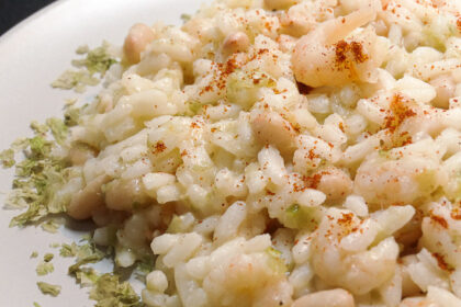 risotto ai gamberetti e fagioli