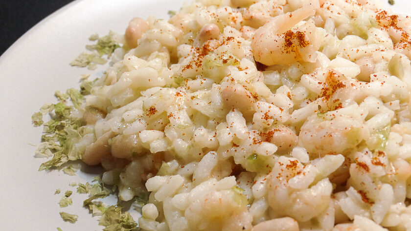 risotto ai gamberetti e fagioli