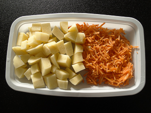 carote alla julienne e patate a cubotti