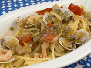 spaghetti vongole e gamberi