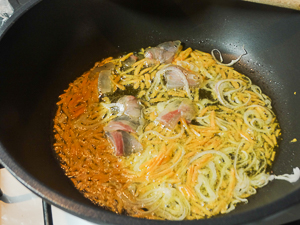 soffriggere carota pancetta