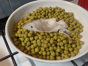 cottura piselli con pancetta