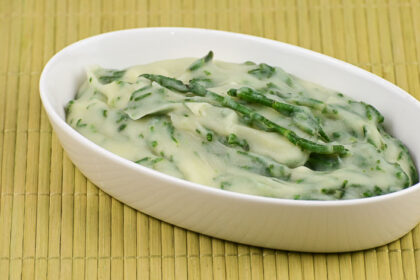 purè di patate senza latte e burro con asparagi di mare