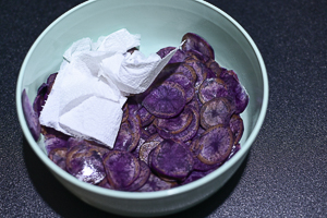 asciugare patate viola dopo l'ammollo