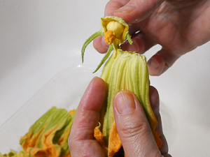 pulire i fiori di zucca