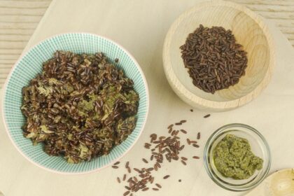 riso rosso con tonno e pesto