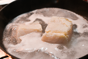 filetto di baccalà lessato in padella