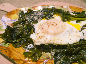 bietoline da taglio con uovo fritto