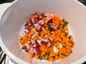 soffritto di carota, sedano e pancetta