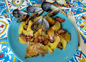 cozza con le patate gratinati