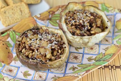 Melanzane viola al forno ripiene con cereali