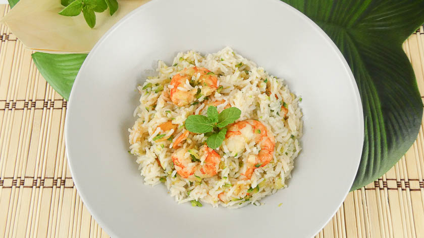 Ricetta Riso con gamberoni e zucchine