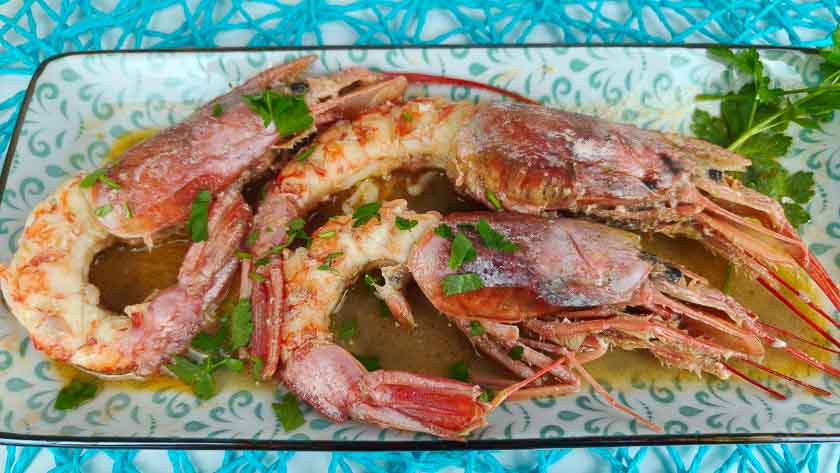 Gamberoni al forno con salsa al limone (salsa citronette)