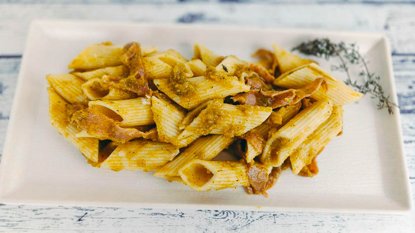 Pasta con crema di ortaggi (minestrone surgelato passato)