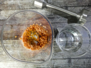 frullare lenticchie con acqua
