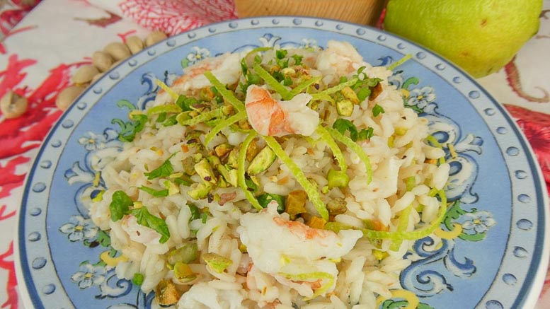 Risotto agli Scampi, Agrumi e Pistacchi ricetta raffinata come al ristorante