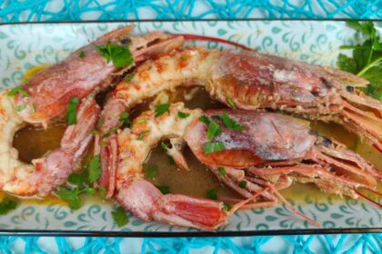 Gamberoni al forno con salsa al limone (salsa citronette)