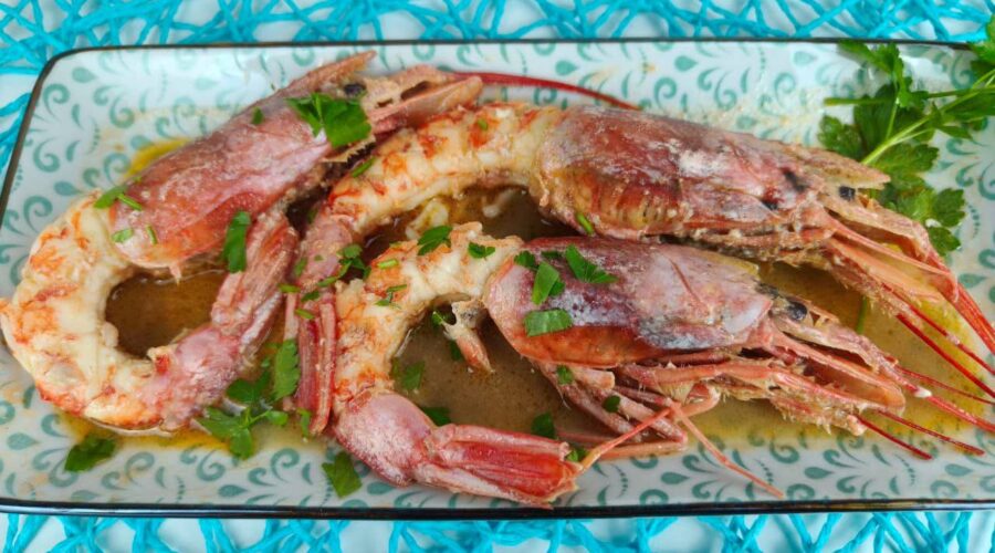 Gamberoni al forno con salsa al limone (salsa citronette)